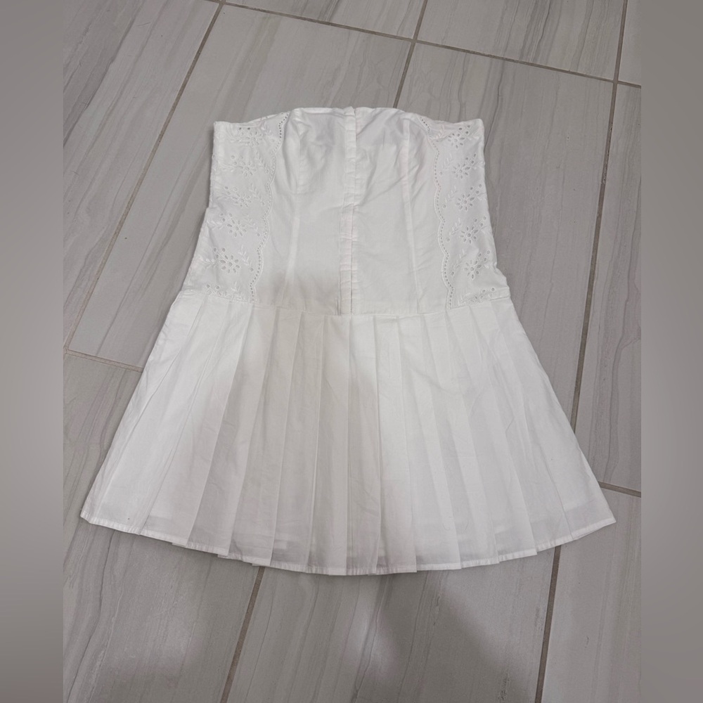 Strapless pleated drop waist dress